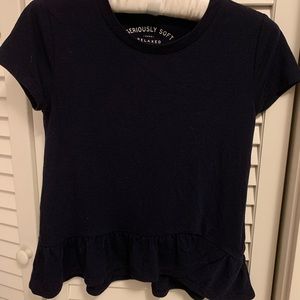 Aeropostale XS Navy Ruffle Bottom Tee